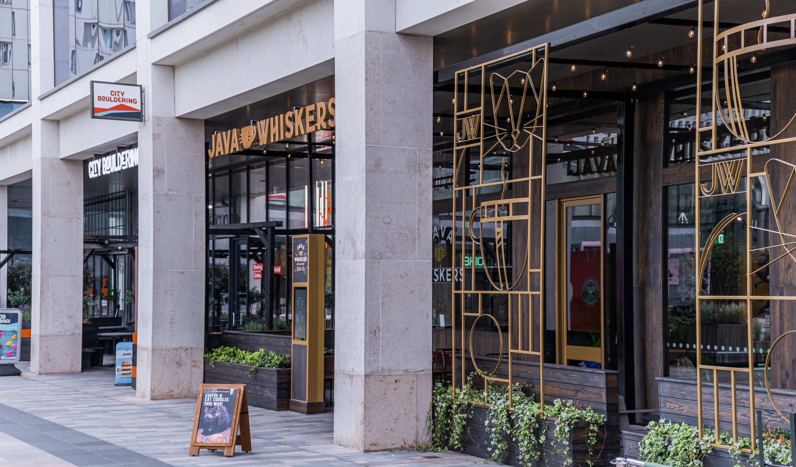 Relaxed cafe seating at Java Whiskers in London